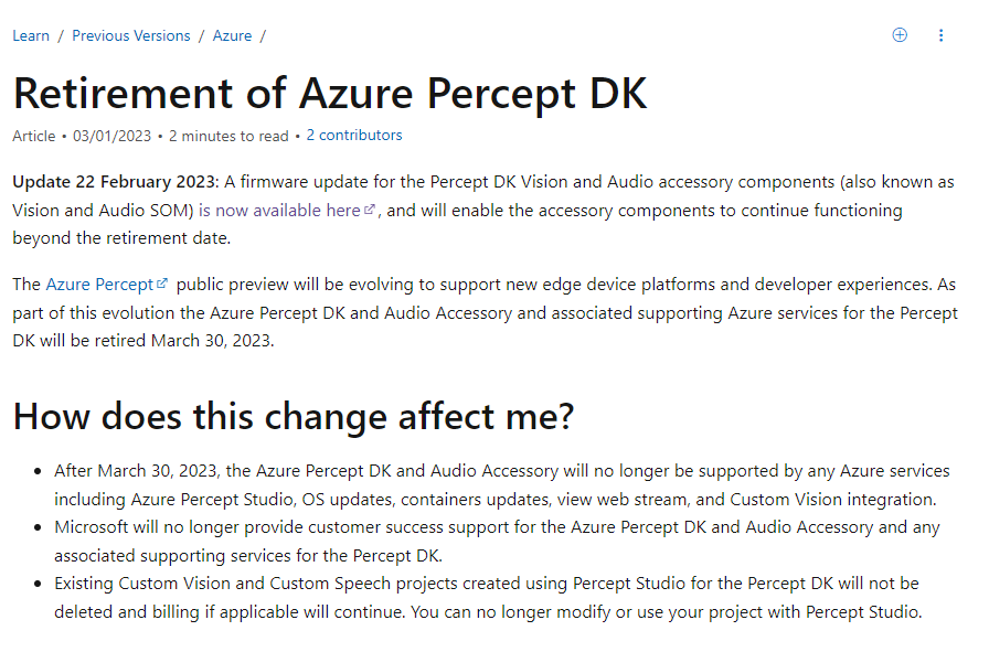 What! My Azure Percept DK Devices Are Being Retired???